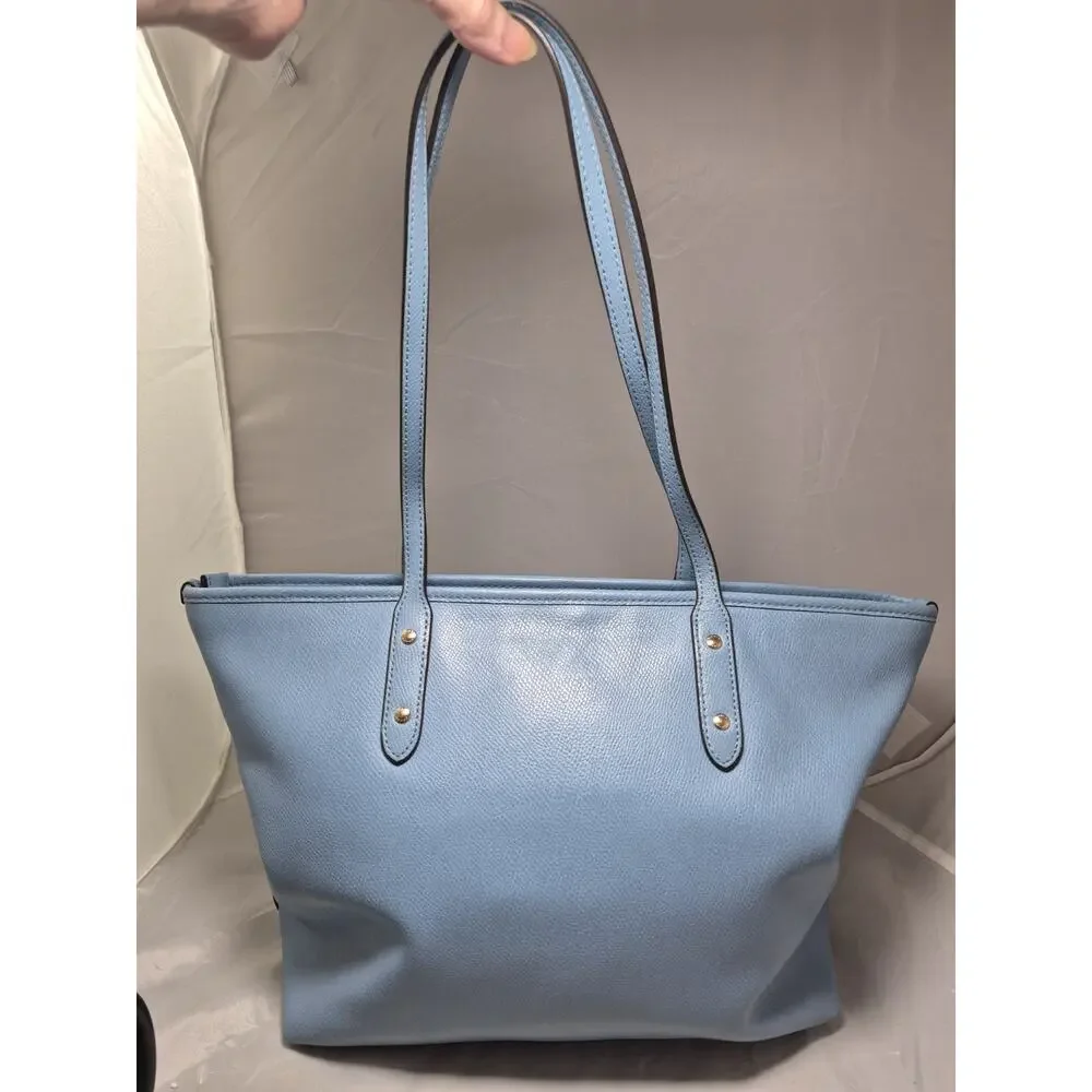 💥 Coach City Zip Leather Women's Tote - Powder Blue Purse Handbag Shoulder Bag